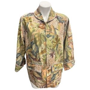 Vintage 90s Mureli Silk Linen Colorful Floral Artsy Lightweight Jacket Size M